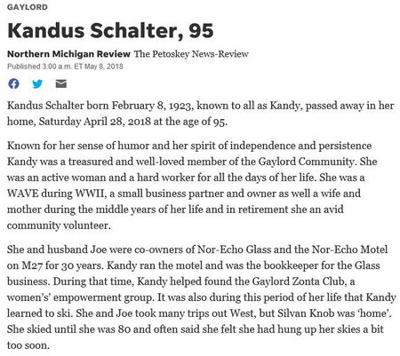 Nor-Echo Motel - Kandus Schalter Passes Away 2018